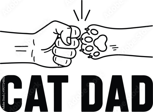 Cat Dad Fist Bump Pet Illustration