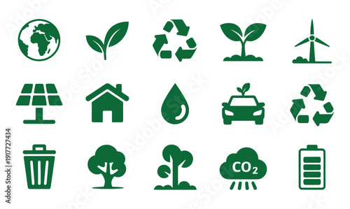 Green Eco Friendly Icons Set
