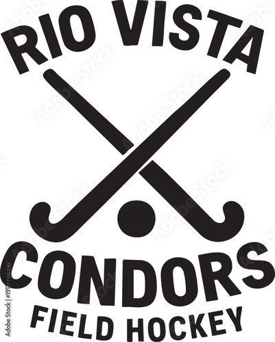 Rio Vista Condors field hockey team logo with crossed sticks and ball