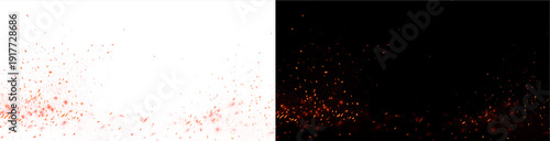 Fotografia Fire Embers and Spark Shower Overlay, Transparent PNG and Black Background Versions