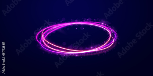 Shimmering violet-pink spiral twists with luminous particle streaks. Light radiates outward in circular motion. Abstract effect perfect for cosmic or magical designs.