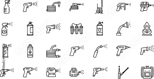 Spray and Cleaning Tools Icons Collection