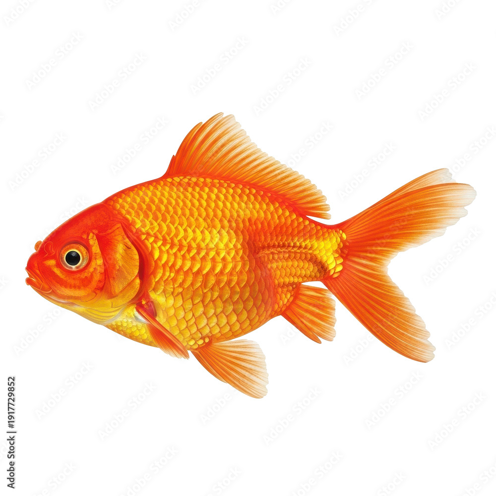Fototapeta premium Bright Orange Goldfish Isolated Black Background