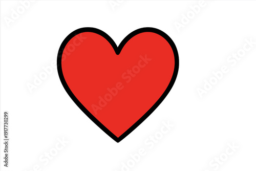 A vibrant red heart symbol is centered against a solid black background. This minimalist graphic represents love, passion, and romance through its simple and clean design.