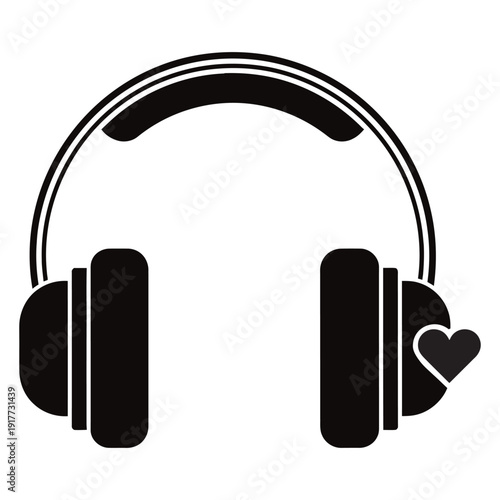 Beautiful headphones with heart representing love for music and audio lovers