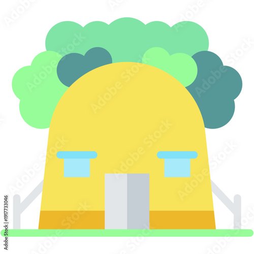 Eco Camping Tent in Nature Vector Icon