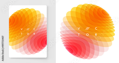 Translucent sphere. Color gradient. Sliced ​​and moving effect. Abstract geometric design. 3D vector illustration for a brochure, poster, cover, postcard, presentation, flyer, or banner.