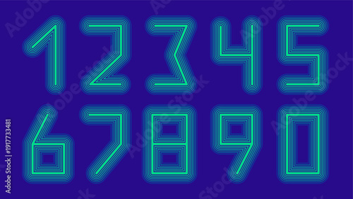 Numbers icons. Striped design elements. Retro style. Vector illustration for brochure, poster, cover, card, presentation, flyer or banner.