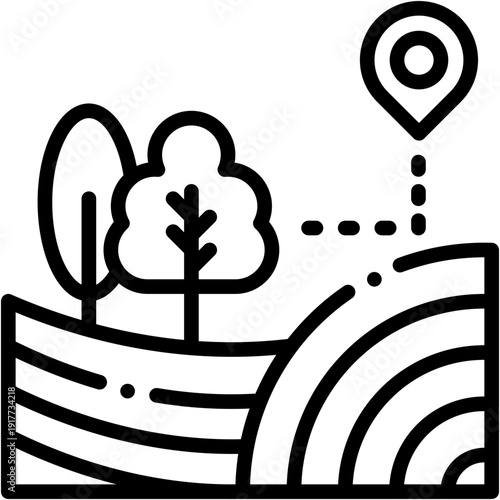 Eco Tourism Travel with Tree and Location Vector Icon