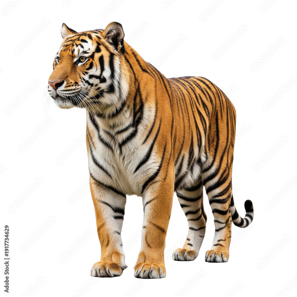 Obraz premium Tiger standing black background