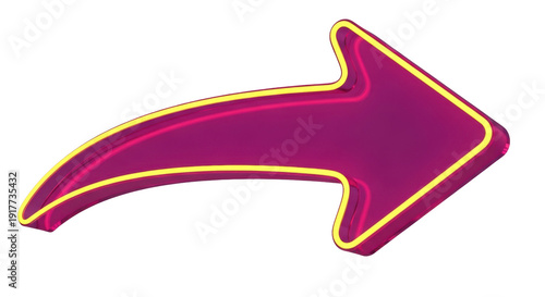 Isolated vivid arrow curves to the right showing direction, pointing the way forward