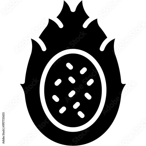 Dragonfruit Fruit Vector Icon Tropical Exotic Superfood