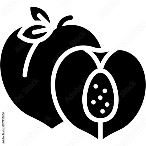 Peach Fruit Vector Icon Organic Healthy Diet Food