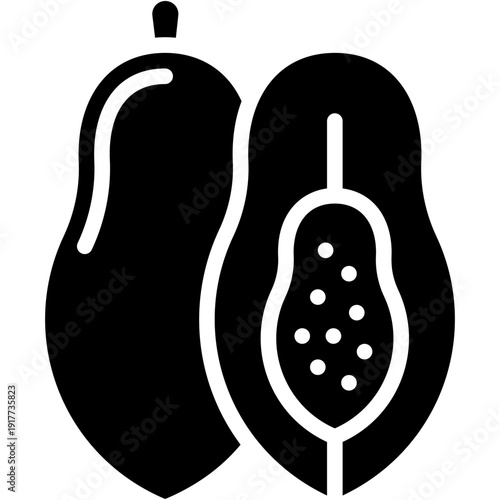 Papaya Fruit Vector Icon Organic Vegan Fruit
