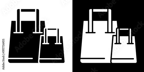 Shopping Bags Icon Set White Glyph Style Collection
