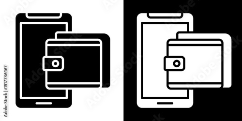 Mobile Wallet Icon Set White Glyph Style Collection
