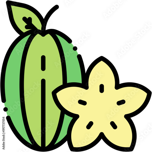 Carambola Tropical Fruit Vector Icon Exotic and Healthy