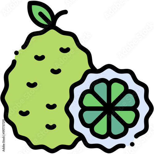Bergamot Tropical Fruit Vector Icon Healthy Exotic Food