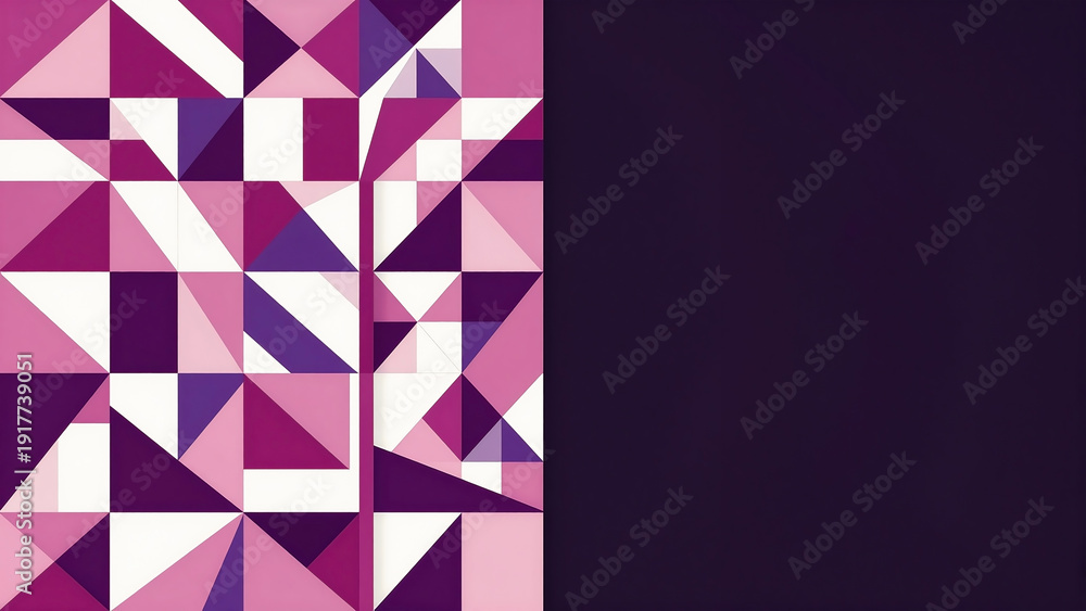 Fototapeta premium Modern Geometric Purple Pattern with Solid Color Block Abstract Background