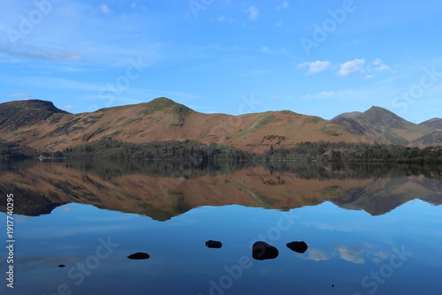 Konstfotografi Lake District hills reflected in Derwent Water