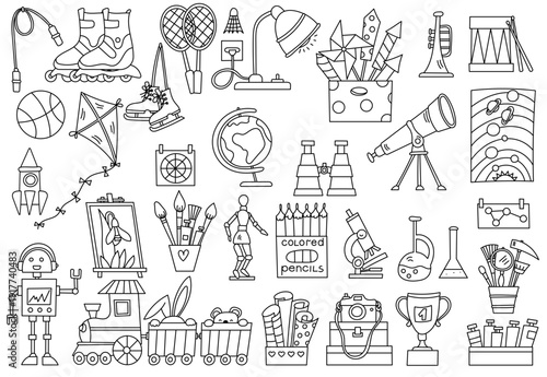 Teen Study And Relaxation Set With Lots Of Items And Adult Coloring Page