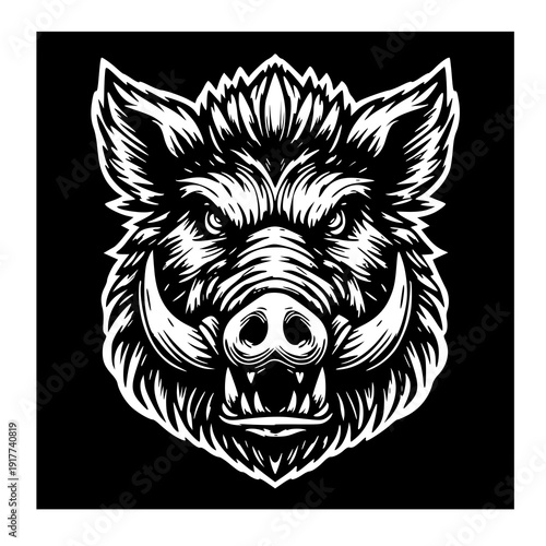 Pig head vector , vector illustration of a pig , silhouette of a pig