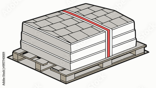 Stack of boxes on a wooden pallet viewed from an isometric perspective showcasing storage and shipping materials