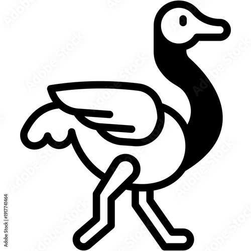 Ostrich in Wildlife, Animal Kingdom Vector Icon