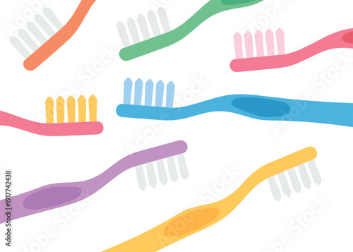 Colorful Plastic Toothbrush Set Illustration Artwork Creative Design Template 