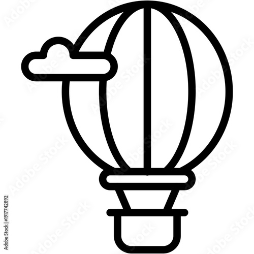 Hot Air Balloon and Travel Flight Vector Icon