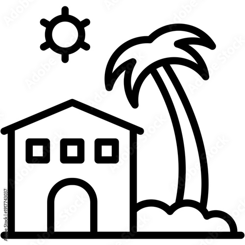 Beach Resort and Vacation Hotel Vector Icon
