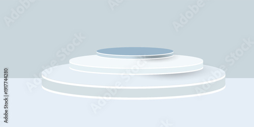 products display 3d background podium scene with shape geometric platform. background vector 3d rendering with podium. display to show cosmetic products. Stage showcase on pedestal display blue studio