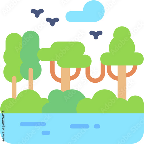 Forest and Woodland Nature Vector Icon