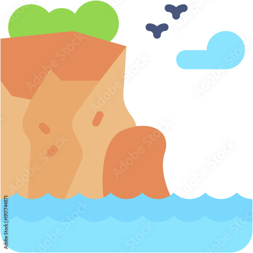 Rocky Mountain Cliff Landscape Vector Icon
