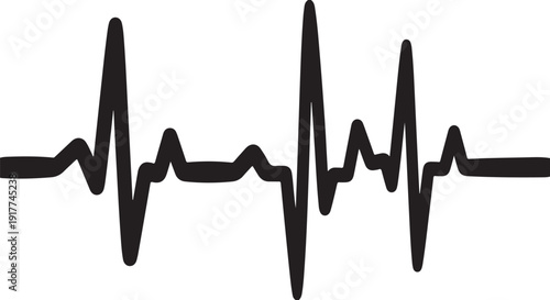 Heartbeat rhythm waveform illustration on white background vector graphic