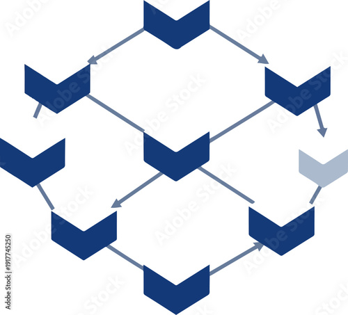 Create a realistic Workflow, business process concept. Block scheme - 3d rendering vector art with white background..