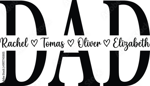 Custom Dad Names Family Love Illustration