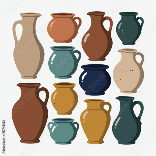 Collection of colorful ceramic vases in various shapes and sizes