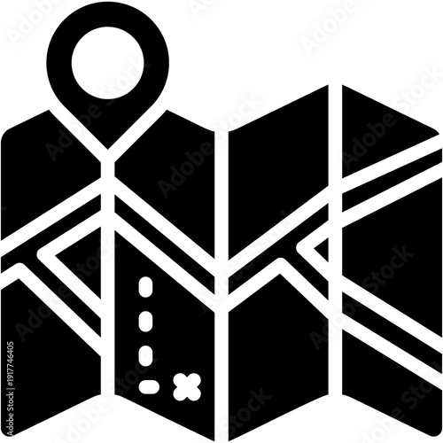 Map Location Pin and Route Vector Icon