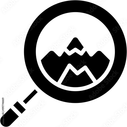 Mountain Exploration Path and Search Vector Icon