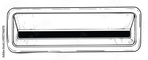 Classic rectangular recessed handle design for automotive interiors or furniture, perfect for vintage projects or product user interface graphics.