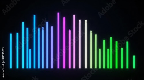 Vibrant colorful bar graph on dark background for business analytics