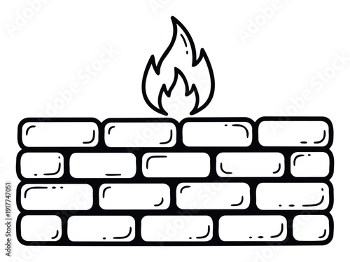 Depiction of a robust firewall protecting sensitive digital information and network infrastructure, ideal for technology security articles, business cybersecurity presentations, and