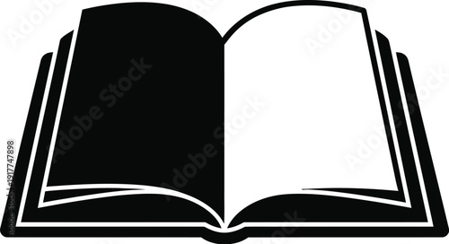 Open book silhouette representing knowledge, education, and reading, study and information icon