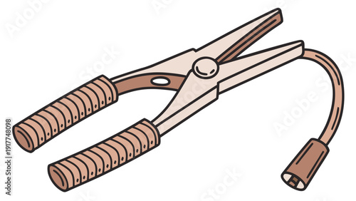 An angled illustration of jumper cables, a crucial tool for vehicle maintenance and repair, depicted in a simple yet informative vector graphic