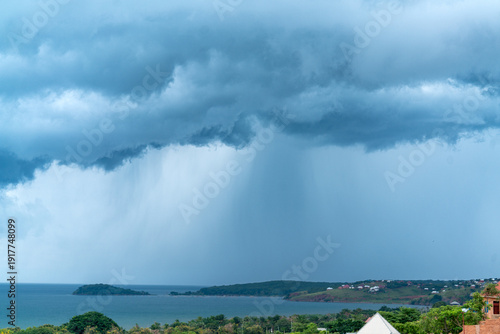 Large tropical rain cloud over the tnganyika lake in Africa 
