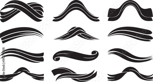 Collection of black and white abstract swirling line designs