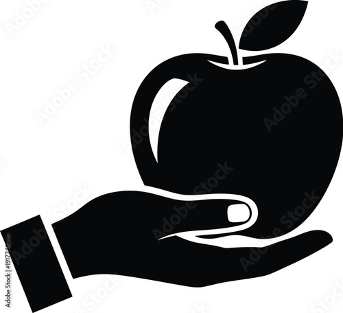 Hand holding an apple, representing education, healthy lifestyle, and gift concept