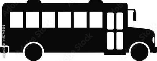 Black silhouette of school bus for educational transportation concept