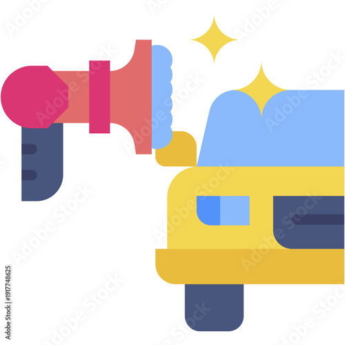 Car Polisher and Cleaning Work Tools Vector Illustration